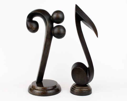 Handmade Black Bass Clef and Note Statue