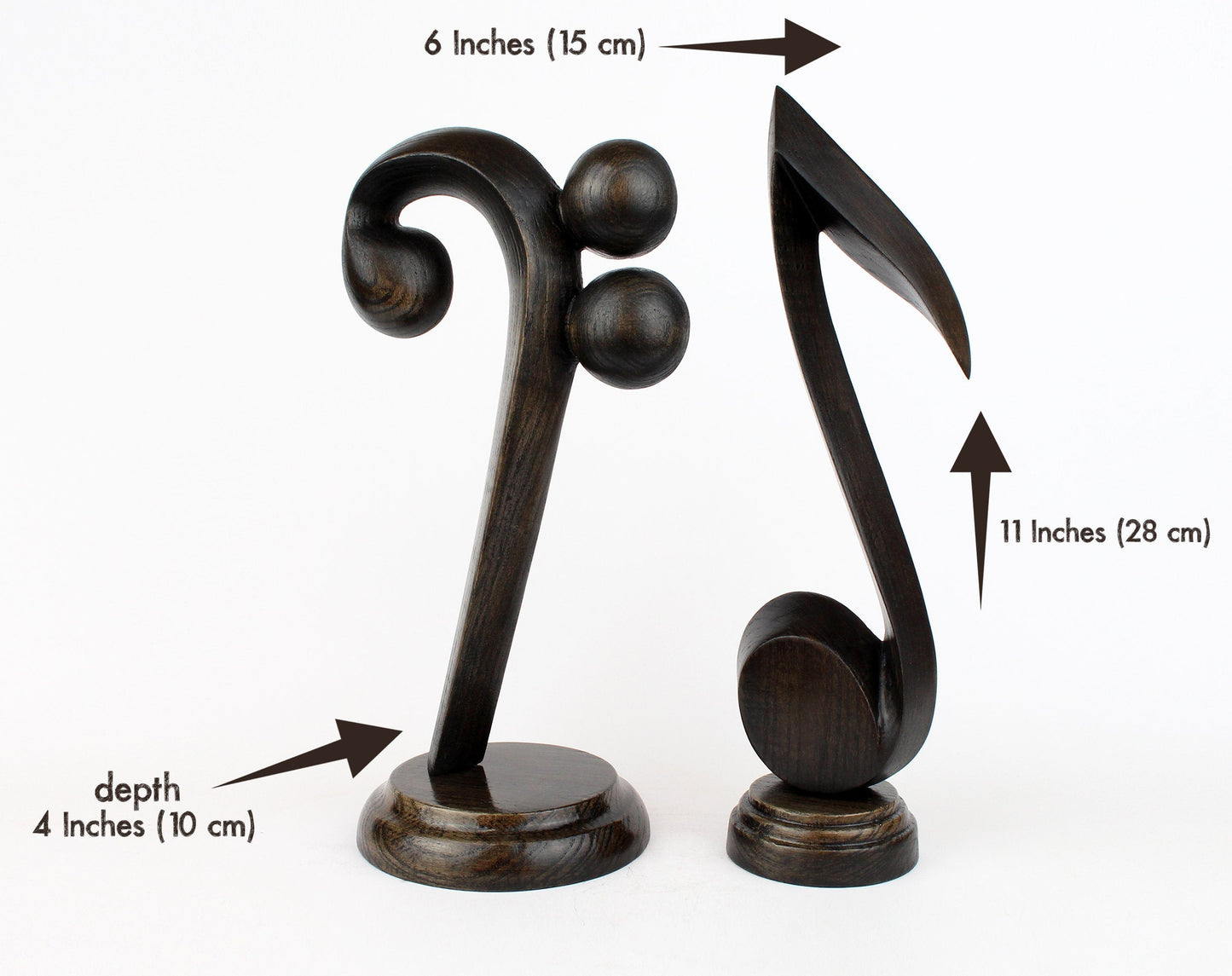 Handmade Black Bass Clef and Note Statue